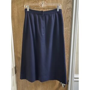 The Villager Vintage Wool Skirt Navy Blue Long Maxi Skirt Union Made Button USA